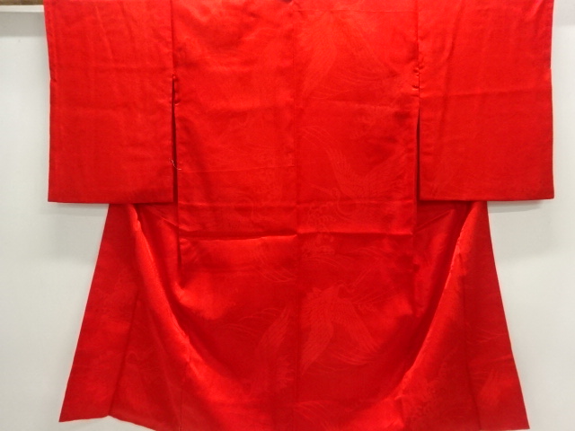 JAPANESE KIMONO / ANTIQUE JUBAN / SILK / RINZU / WOVEN CRANE